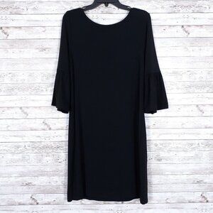 White House Black Market Womens Dress L Black Flutter Sleeve 686A